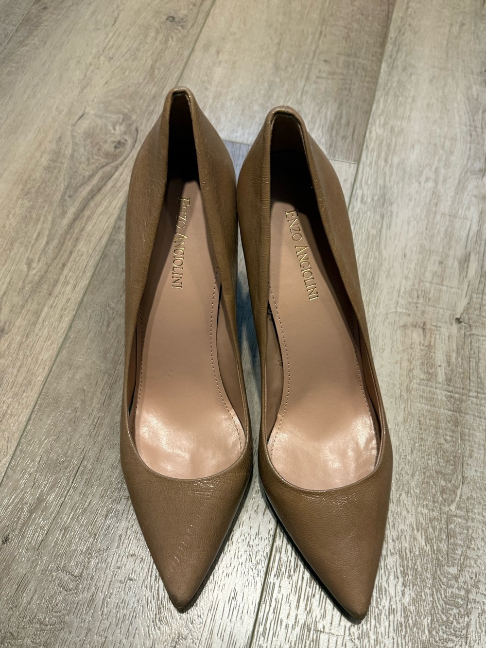 Enzo Angiolini Women's Tan Leather Pointed-Toe Pumps